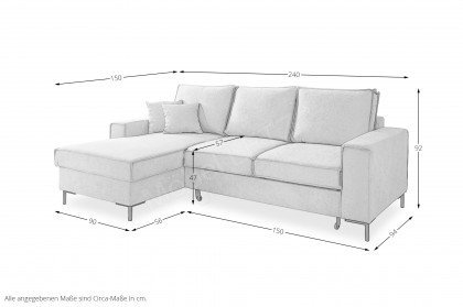Rom-LE25 von Benformato - Ecksofa links silber