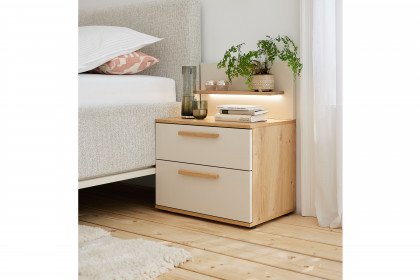 Montino von Musterring - Nachttisch Eiche/ Lack sand