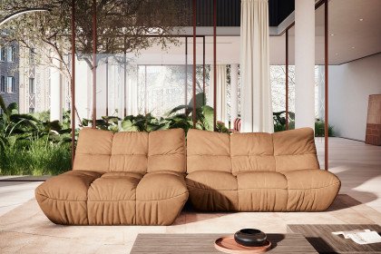 Passion-LE25 von designwerk - Ecksofa links camel