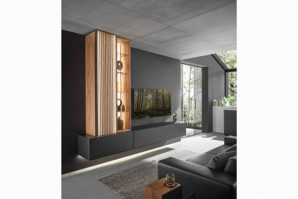 Selino von Hartmann - Wohnwand V26 Kerneiche natur/ anthrazit