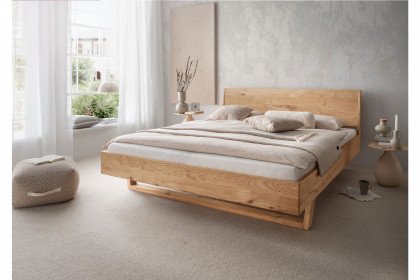BE-0825 von GK Möbelvertrieb - Doppelbett mit Holzkufe Wildeiche geölt