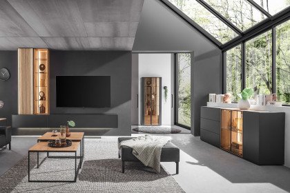 Selino von Hartmann - Wohnwand V26 Kerneiche natur/  Birke anthrazit