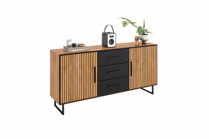 Bella-living von Elfo Möbel - Sideboard 3505 Eiche/ schwarz