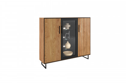 Bella-living von Elfo Möbel - Highboard 3504 Eiche/ schwarz