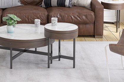 Kingston von Akante - Beistelltisch mit Nussbaumfurnier & Keramiktischplatte