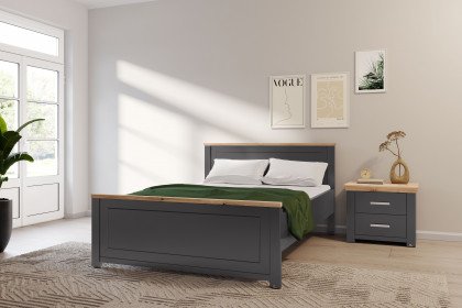 York von set one by Musterring - Landhaus-Bett grau anthrazit - Eiche Artisan