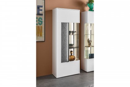 Deltona von set one by Musterring - Vitrine weiß mit Zierelement Sandstein