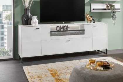 Deltona von set one by Musterring - Lowboard in Weiß mit Glasausschnitt