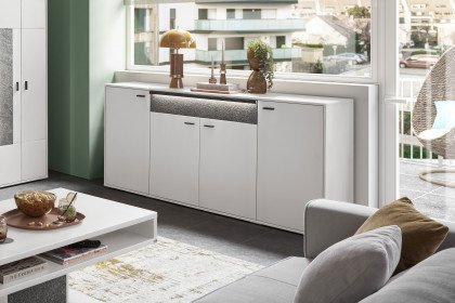 Deltona von set one by Musterring - Sideboard weiß mit Zierelement