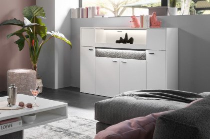 Deltona von set one by Musterring - Highboard in Weiß mit Glasklappe