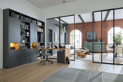 Kara-System von Musterring - Büromöbelkombi in Schiefergrau & Eiche sand