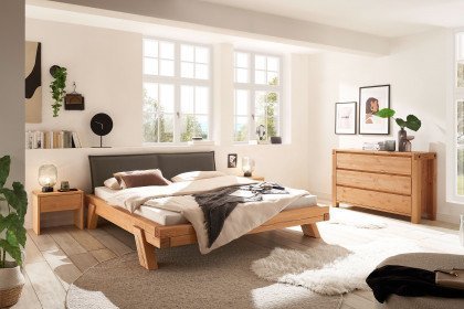 BE-0880 von GK Möbelvertrieb - Holzbett Kiefer geölt mit Polsterkopfteil
