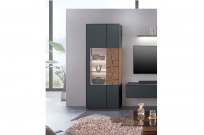 Caya von Hartmann - Vitrine 0087 A Kerneiche gebürstet/ Mattglas anthrazit