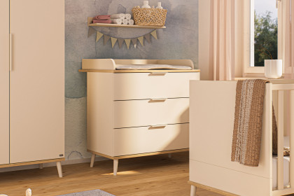 Hazel von YUNY by Paidi - Wickelkommode 3S cashmere-beige - Eiche-Montana