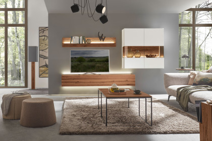 Torido von Hartmann - Wohnwand V26 Lack weiß/ Kerneiche/ Parsolglas