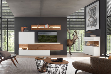 Torido von Hartmann - Wohnwand V28 Lack weiß/ Kerneiche Umato