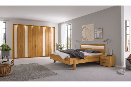 Incasa Albero von Decker - Wildeiche Schlafzimmermöbel mit weißen Glaseinsätzen