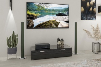 CUBE-living von Radon - Lowboard mit schwarzem Glas