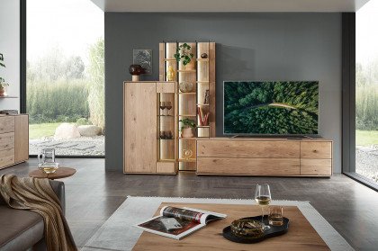 Vala von Hartmann - Wohnwand V42 aus massiver Kerneiche natur/ Parsolglas