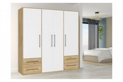 Mokkaris von Forte - Kombi-Kleiderschrank 4-türig mit 4 Schubladen