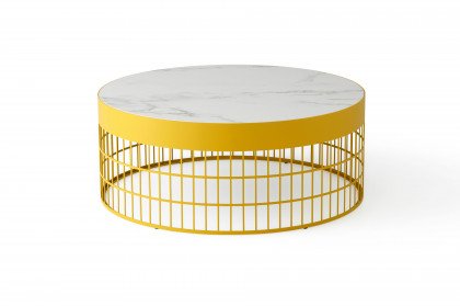 Mesh von Pode - Couchtisch mit Keramik in Glacier white und Gestell in Saffron