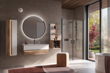 Jarin von Musterring - Badezimmer in Altholz-Eiche/ Glas weiß