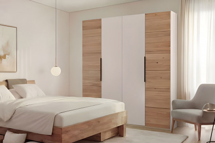 Tom von Elfo Möbel - Schrank ca. 200 cm kaschmir mit 2 massiven Eichenholztüren