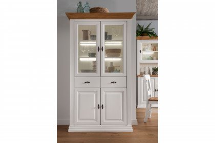 WZ-0622 von GK Möbelvertrieb - Vitrine II Kiefer weiß/ Eiche