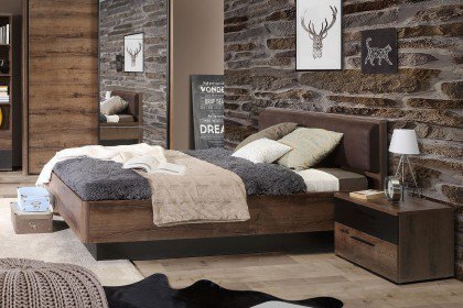 Jacky von Forte - Bett 140x200 cm mit Sockel & Kopfteilpolster