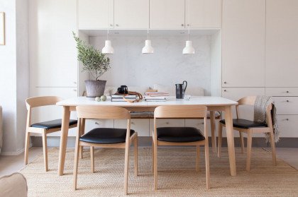 #119 Dining Table von Skovby - Esstisch in Nanolaminat weiß & Eiche weiß geölt