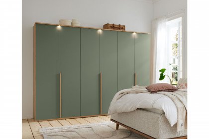 Montino von Musterring - Drehtürenschrank Balkeneiche - Lack grün