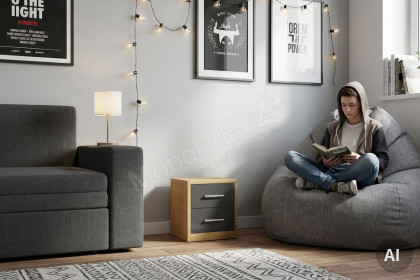 MULTIFLEX von Schlüter Möbelfabrik - Nachtschrank DE LUXE Eiche - schiefergrau