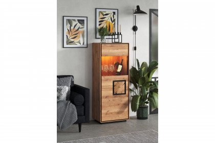 WZ-0625 von GK Möbelvertrieb - Highboard I-L aus Wildeiche mit Hirnholz