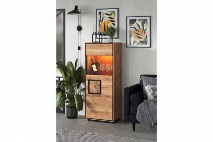 WZ-0625 von GK Möbelvertrieb - Highboard I-R aus Wildeiche mit Hirnholz