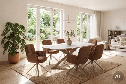 Concept 4 You von BODAHL MØBLER - Esstisch mit Keramikplatte in Macchia-Vecchia Gold