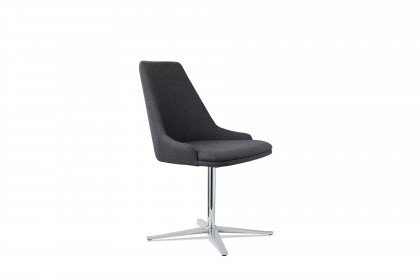 #817 Dining Chair von Skovby - Polsterstuhl in Grau & Aluminium glänzend