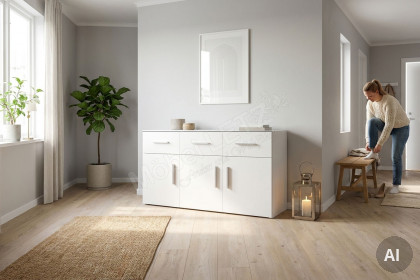 MULTIFLEX von Schlüter Möbelfabrik - weißes Sideboard NEXT mit 3 Schubladen & 3 Türen
