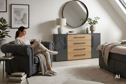 MULTIFLEX von Schlüter Möbelfabrik - Sideboard NEXT schiefergrau - Artisan Eiche