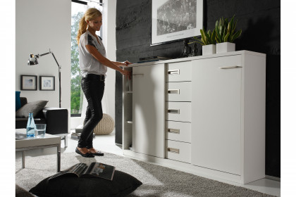 MULTIFLEX von Schlüter Möbelfabrik - Schiebetüren-Highboard DE LUXE weiß