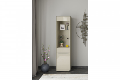 Reno-living von set one by Musterring - Vitrine SV-1GL kaschmir/ Griff graphit-schwarz