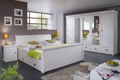 Roma von GK Möbelvertrieb - Schlafzimmer-Set weiß Kiefer