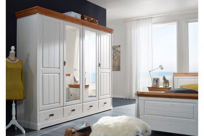 Roma von GK Möbelvertrieb - Kleiderschrank weiß mit Spiegeltüren
