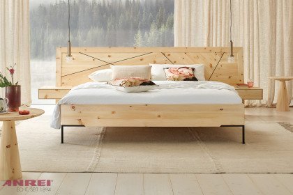 Leno von ANREI - Bett mit Ladenkonsolen aus Zirbenholz natur geölt