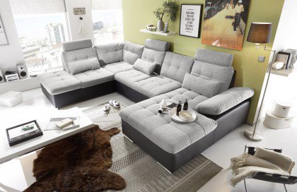 Christopher aus der Kollektion Letz - XXL-Sofa silber-schwarz