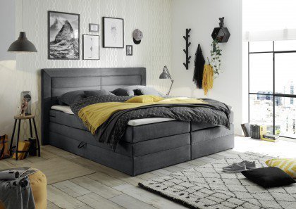 Saba 2 von ED-Lifestyle - Boxspringbett dark grey mit Bettkasten