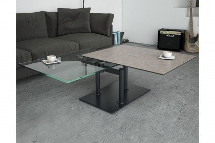 Opera von Akante - Couchtisch Keramik Zementgrau/ Edelstahl