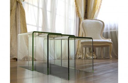 Olivea von Akante - Satztische Glas klar, 3-er Set