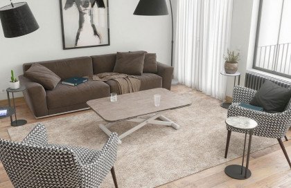 Enora-living von Akante - Couchtisch Keramik zementgrau/ Edelstahl