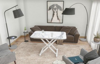 Enora-living von Akante - Couchtisch Keramik Marmor/ Edelstahl weiß