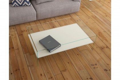 Atena Etagere von Akante - Couchtisch Glas klar/ weiß satiniert